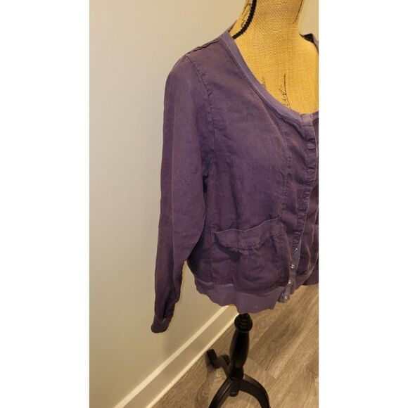 Pete & Greta Johnny Was Snap Front Pima Cotton Top Jacket Purple L Bohemian - Picture 4 of 9